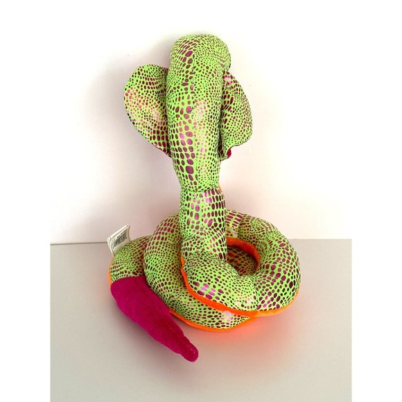 Nanco COBRA PLUSH 12" tall Colorful Lime Green Orange Pink Coiled Snake Stuffed - Picture 2 of 7